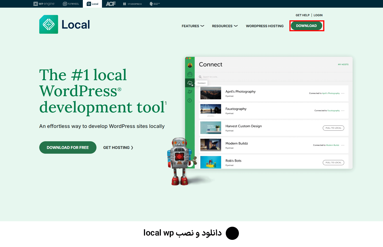 دانلود و نصب local wp