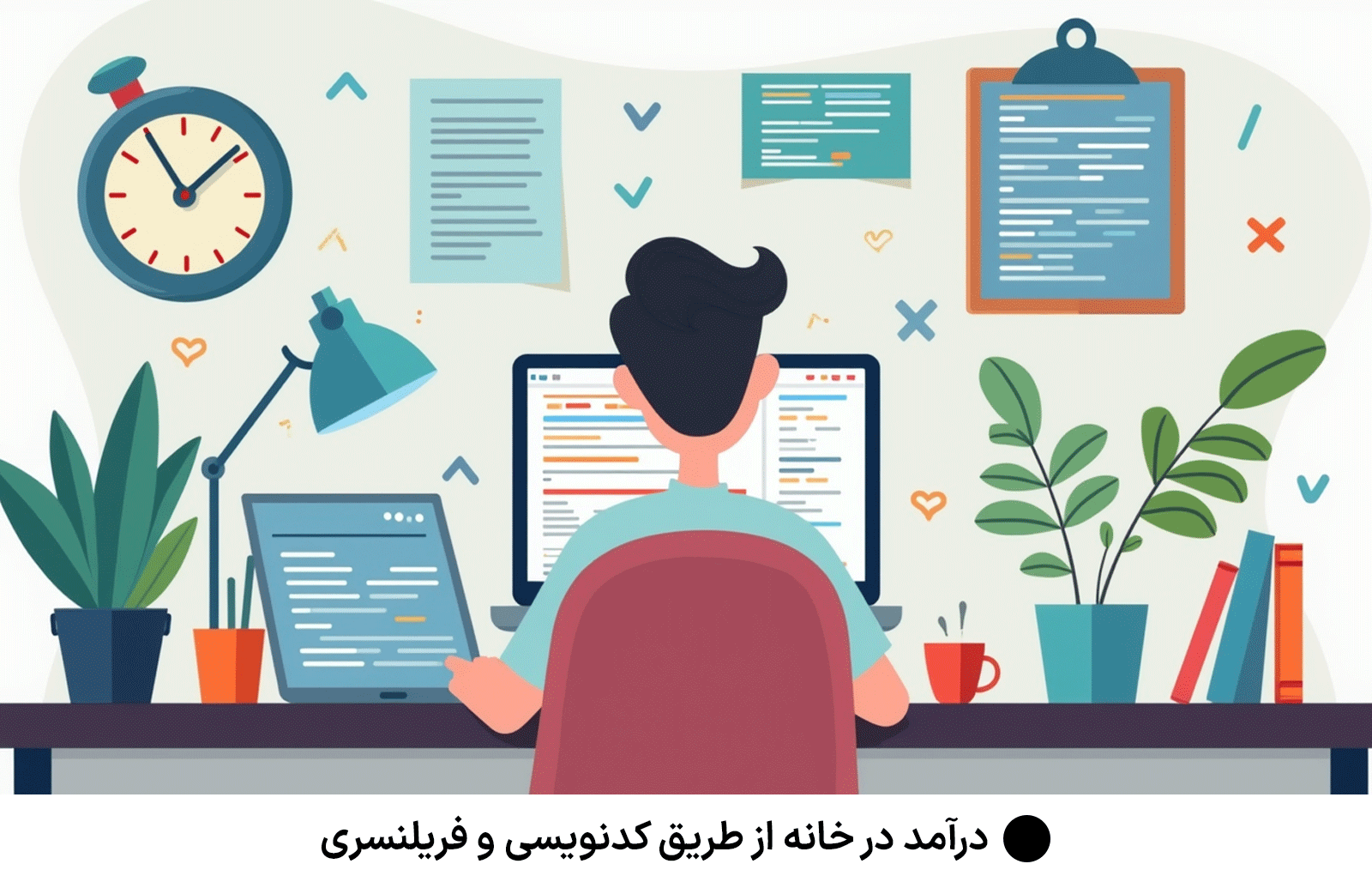 درآمد در خانه از طریق کدنویسی و فریلنسری